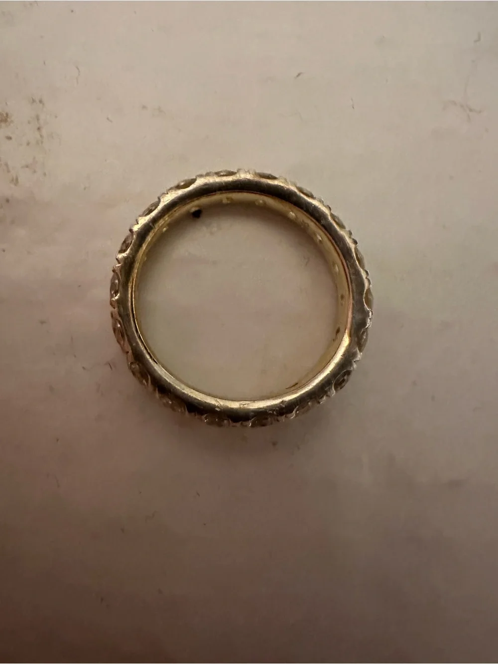 Sparkling Clear Moissanite Eternity Band - gold  Tone